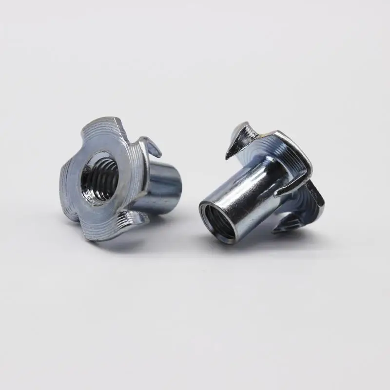 China Factory Galvanized M6 M8 M10 Four-toothed Wood T Nut 4 Pronged Furniture Nuts Four Claw T Nut DIN1624