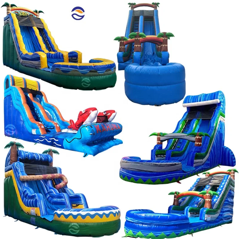 Коммерческий 16 18 20 22 23 фута высокий прыгающий домик водная горка надувная двойная водная горка взрослая большая с бассейном