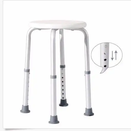 Hot Sales Bathroom Equipment Adjustable Aluminum Round Bath Chairs Shower Stool For Elderly