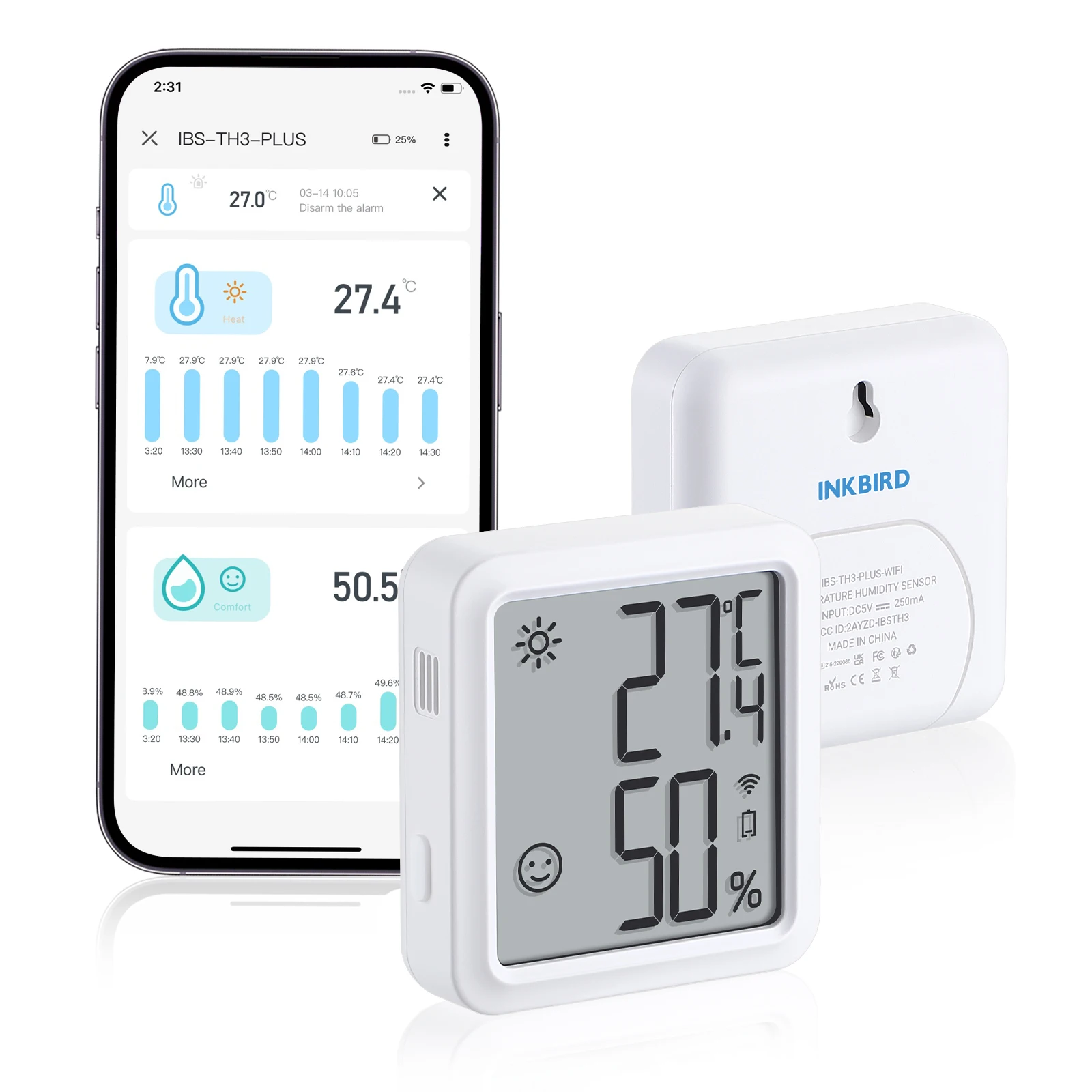 INKBIRD IBS-TH3 Plus Wifi Indoor Room Thermometer Digital Hygrometer Mini Smart Temperature Humidity Sensor Lcd Screen Monitor