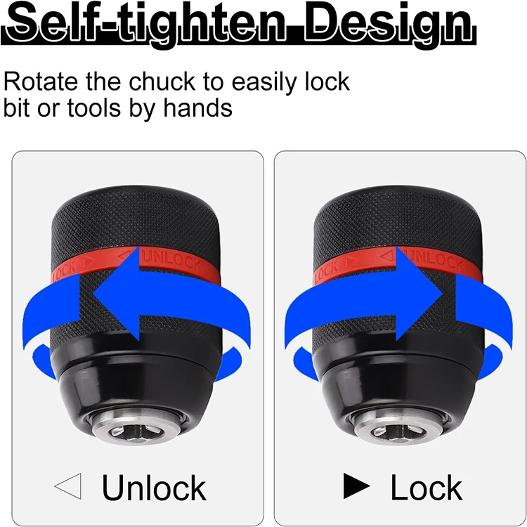 1 PCS Keyless Hand Drill Chuck, 1/2-20UNF Mount 2~13mm Self-tighten Drill Chuck Fit for Multiple Purposes
