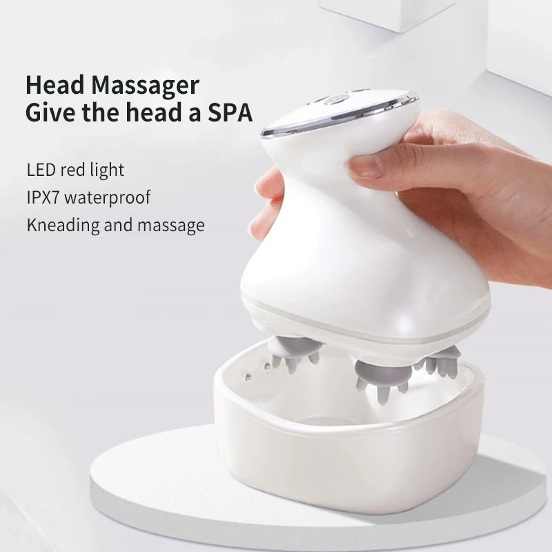 rechargeable electric smart red light vibrating octopus head cordless silicone hair scalp massager machine