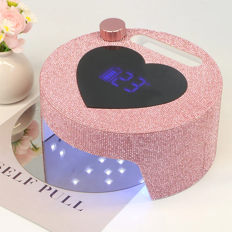 Heart-Shaped Diamond 2024 New Product 90W Rechargeable UV LED Nail Dryer Professional Cordless Nail Lamp Wholesale