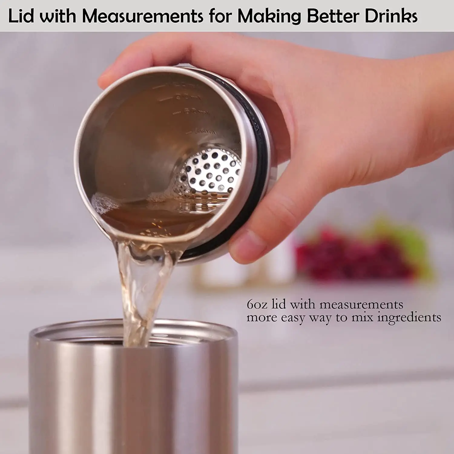 24oz Vacuum Insulated Hybrid Cocktail Shaker - Premium 18/8 Stainless Steel - Martini Shaker Set - Drink Shaker