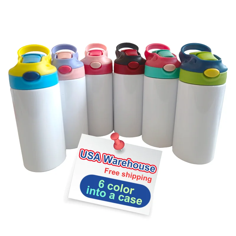 USA warehouse stocked 12oz Stainless Steel Straight Water Sublimation Blank Kids Tumbler