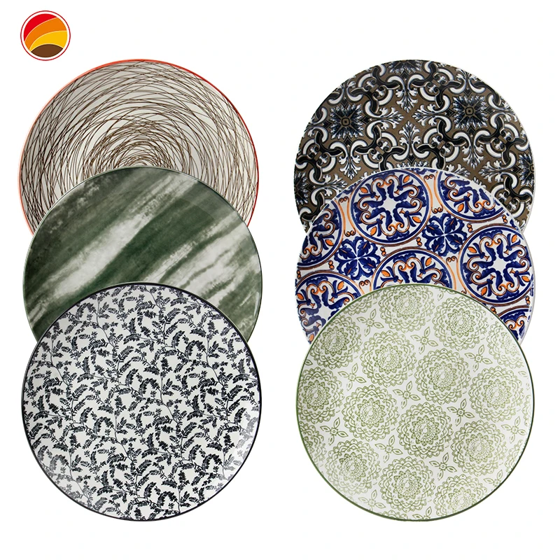 China dinner plate manufacturer provide color printed porcelain dinner plate restaurant ceramic plates