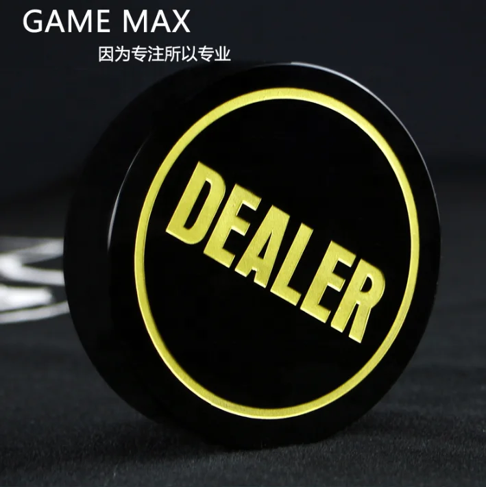 Deluxe Jumbo Black Crystal Dealer Button