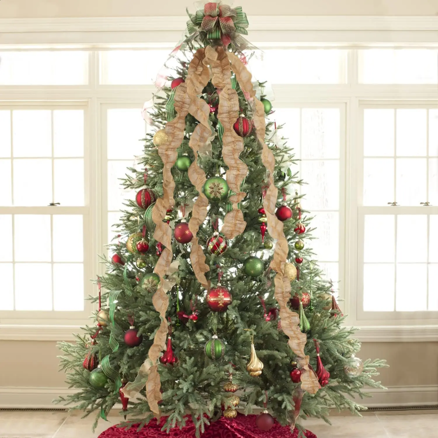 Burlap Christmas Tree Ribbon Garland Jute Ribbon for Home Decor