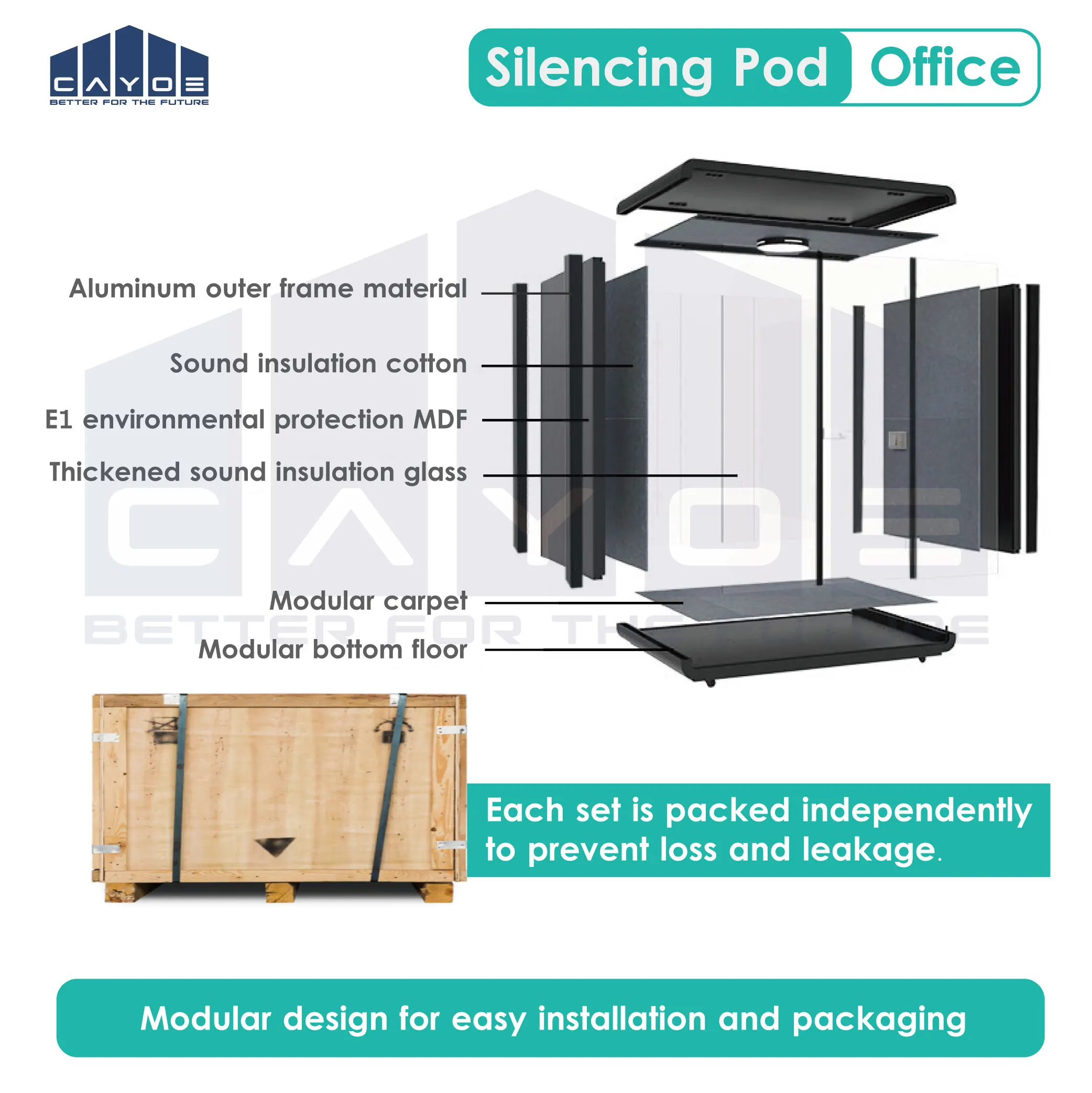 Silence room office pod soundproof phone booth mobile house telephone call pod with ventilation system