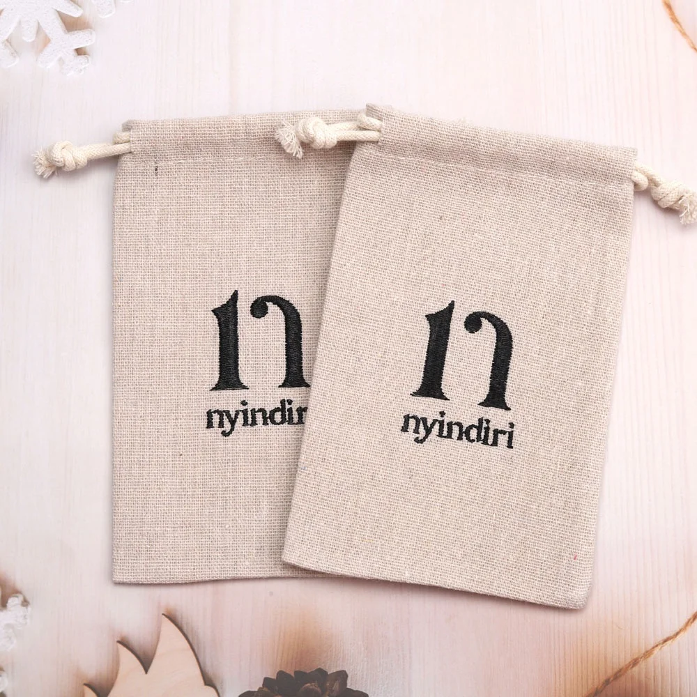 Eco-Friendly Small White Cotton Canvas Jewelry Pouch Custom Logo Printing Comb Perfume Cosmetic Packing Gift Cotton Dust Bag