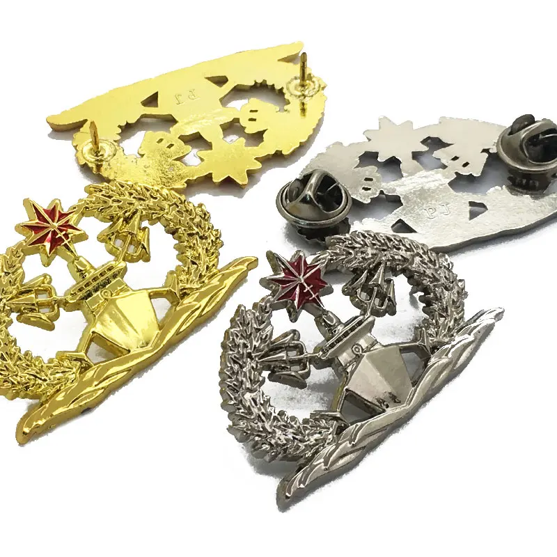 Customizable Yellow Gold Embossed Custom Shape Enamel Flag Luxury Metal Suit Star School Pin badge