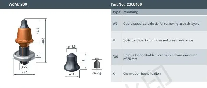 DBW China Hot Selling picks HW6 carbide concrete drilling bullet teeth mining tooth pick tungsten carbide milling bits