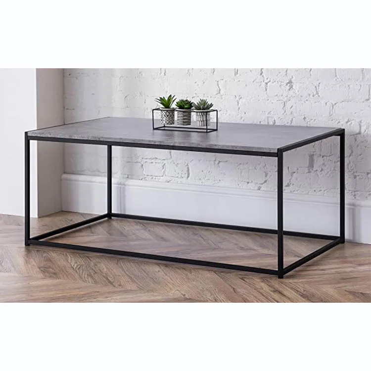  Vintage Industrial Wood Top Coffe Table Basse Metal Frame Cement Coffee For Living Room Home