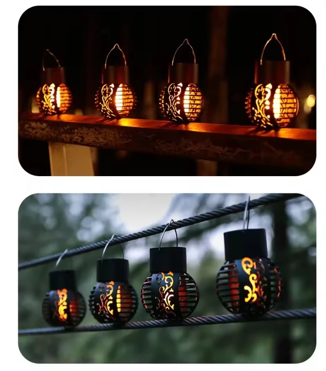 Solar Simulation Flame Lamp for Outdoor Garden Decor Waterproof Balcony Terrace Pendant Garden Light