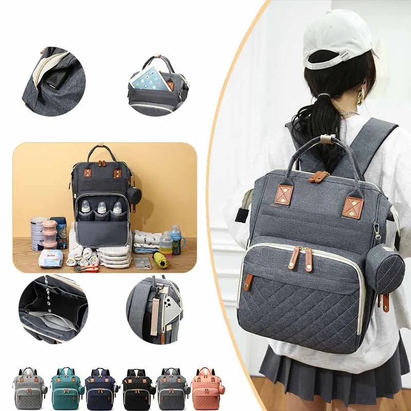 
Hot Selling Customized Colorful Portable Nappy Backpack Maternity Baby Diaper Bag 