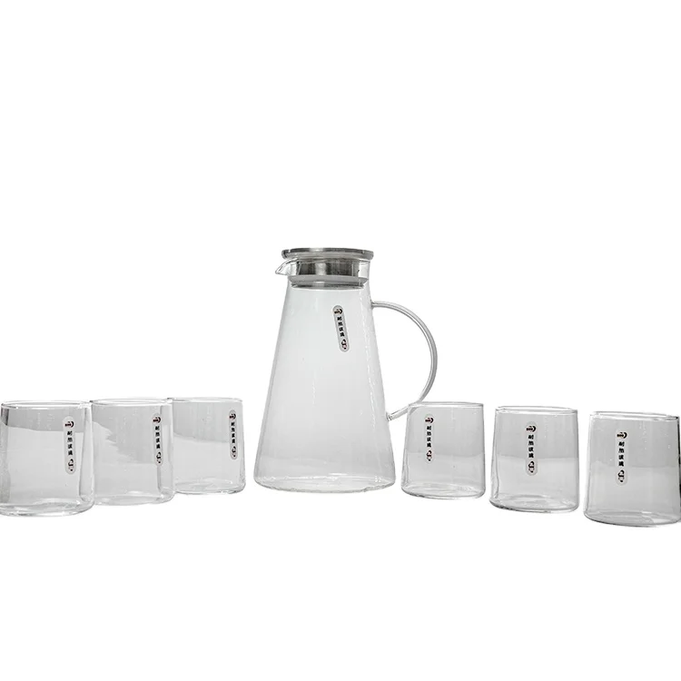 Wholesale hot green apple high boron transparent glass household glass cold kettle large capacity juice drink pot set
