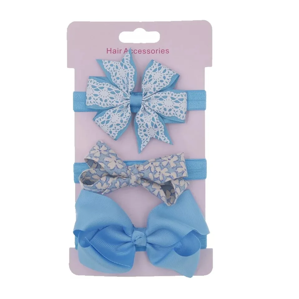 3pcs Infant Elastic Hair Band Set Girl Hair Accessories Lace Flower Bow Newborn Headwear Kids Turban Baby Headband