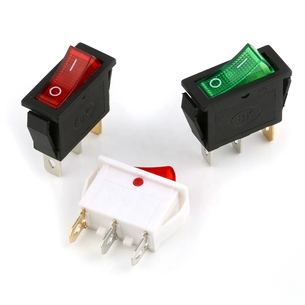 3 штыря KCD3-101-3P 30 мм * 15 мм толщиной кулисный переключатель 16A 2 пути кулисный переключатель разъем со светодиодной подсветкой