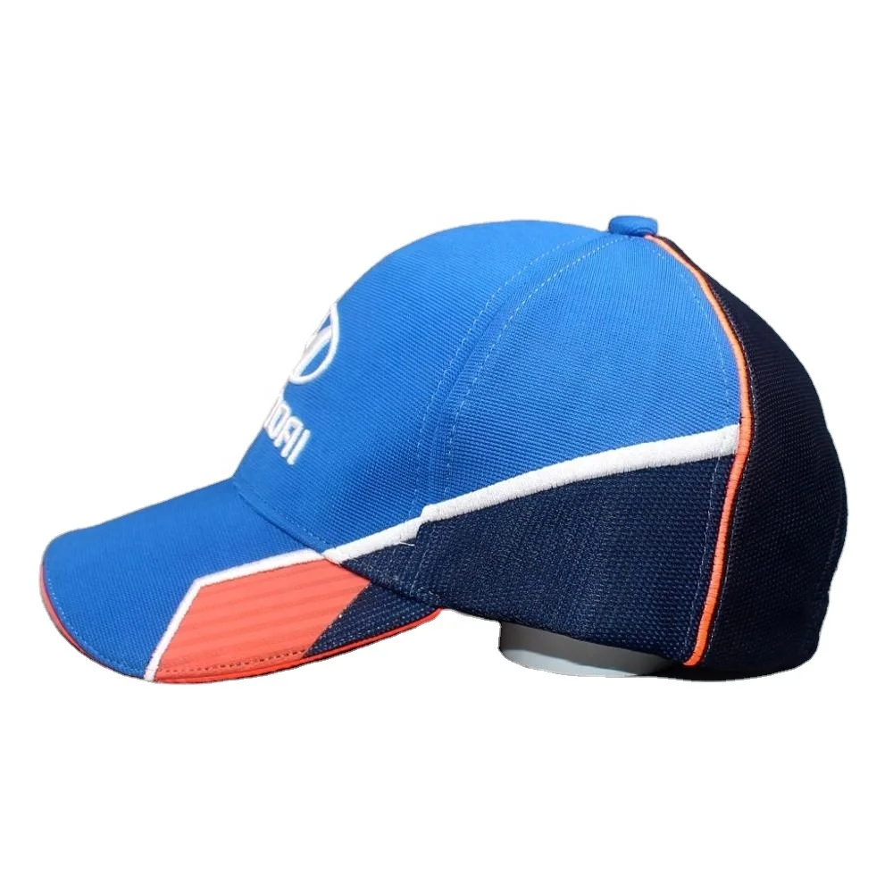 
100% Polyester Spandex Ottoman Racing Car Brand Baseball Cap Royal Color High Quality Hat 