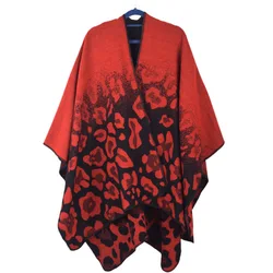 Hot sale women warm cape shawls wraps acrylic winter leopard poncho