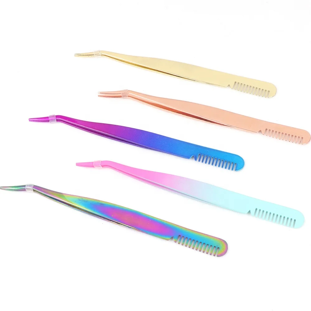 Private Label Logo Eyelash Tweezer Custom Lash Applicator Tool