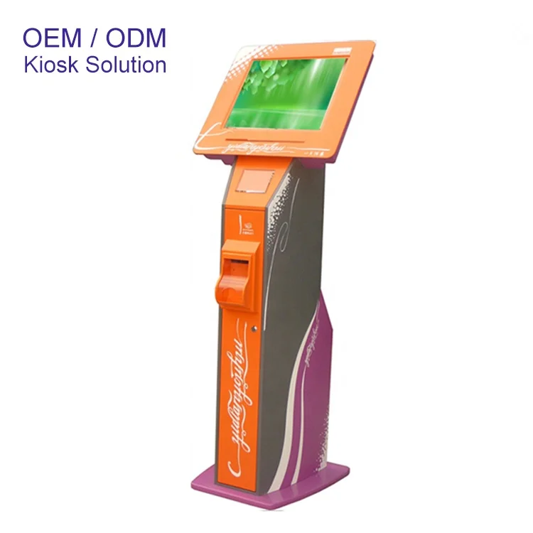 19 inch 21.5 inch Self check in kiosk Credit card reader cash  payment self service coupon  ticket printing kiosk