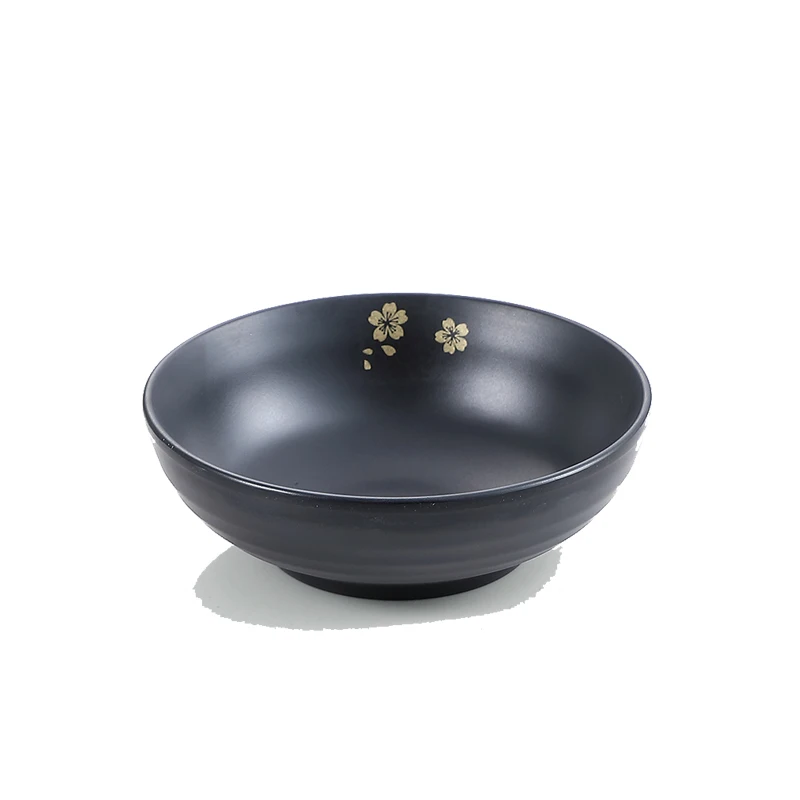 
Japanese Style Wholesale Melamine Noodle Bowls Plastic Black Small Rice Bowls for Rice Soup Noodle 