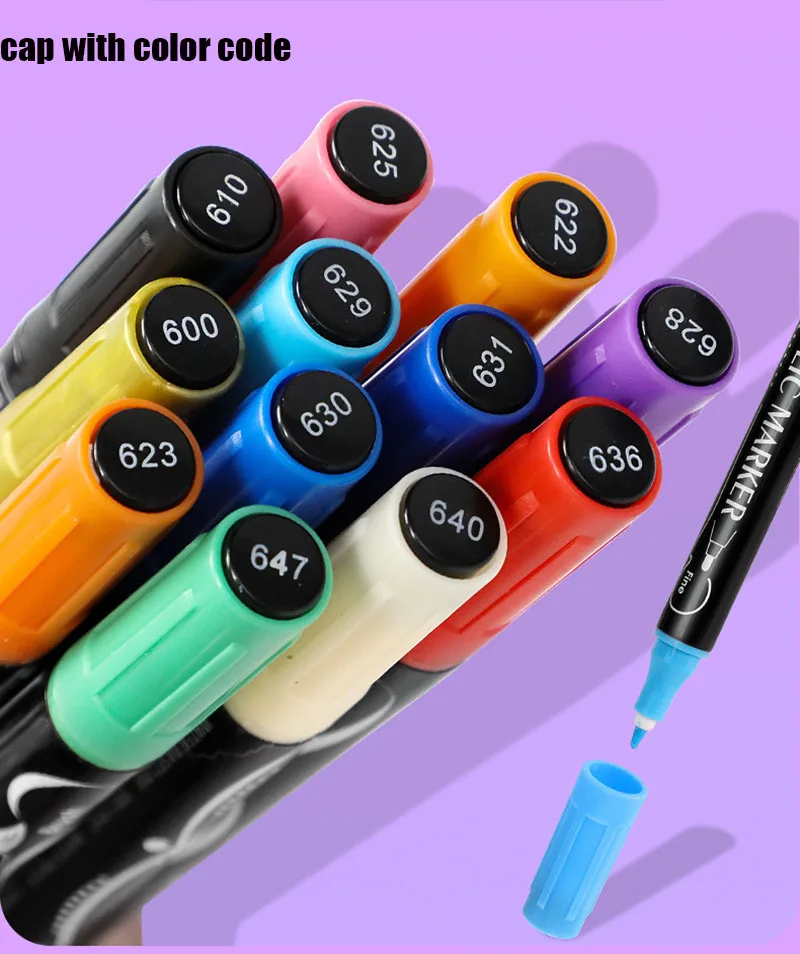 Meihui Acrylic Paint Pens 36 Colors OEM ODM Dual Tip Acrylic Paint Marker for Rock Fabric Wood Glass Egg Painting