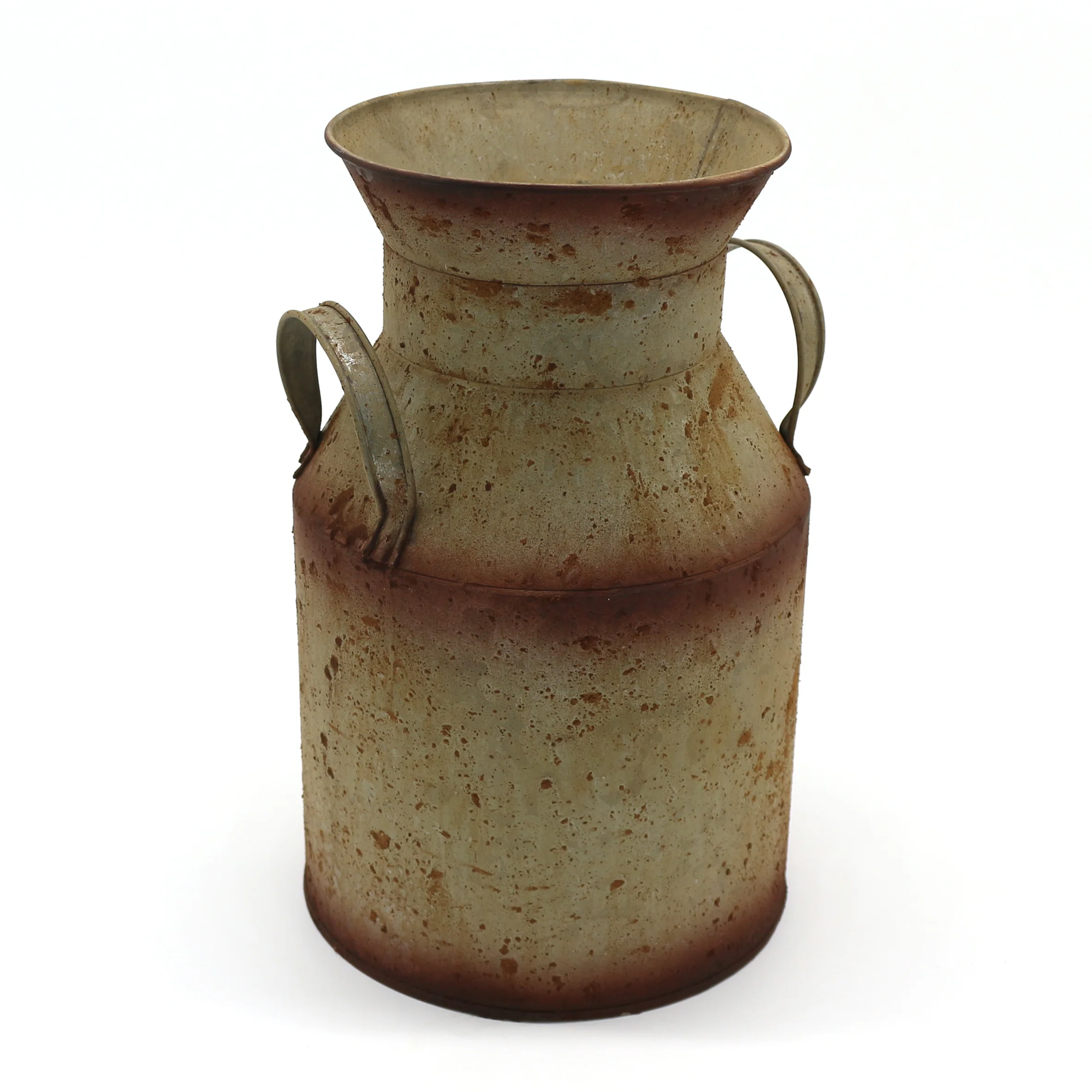 Galvanized Metal Milk Can, Old Rustic Primitives Jug Vase for Home and Garden Decor. Dia. 6-1/8 X 10 Inch