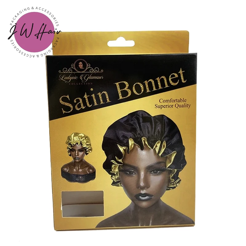 Custom Luxury Gift Box For Hair Products Bonnet Box For Hair Wig Tie Bonnets