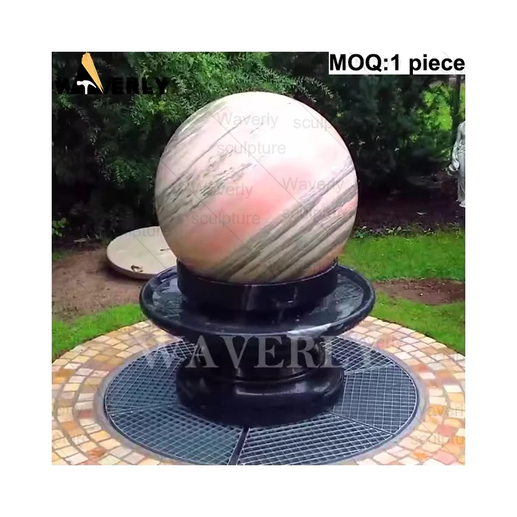 Modern Outdoor Landscape Decor Stone Rotating Ball Fountain Hand Carved Garden European Marble Ball Fountain