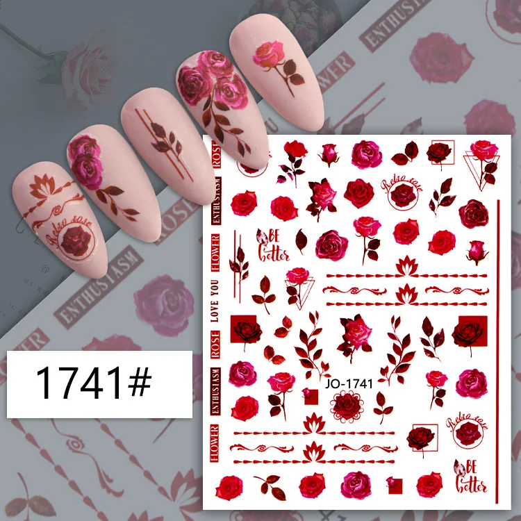 Pink Barbie with Gold Gradation Laser Butterfly 3D Adhesive Fill-up nail sticker