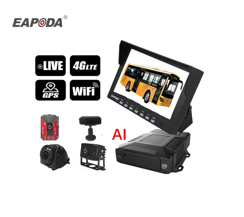2TB SSD HDD Car DVR Video Recorder MDVR Security Systems Car Black Box AI GPS ADAS 1080P 4G MDVR