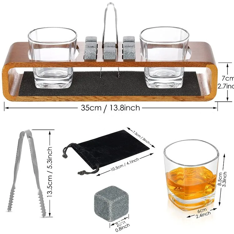 2023 New Trend 8 Granite Cubes Ice Whiskey Chilling Stones Whiskey Glass And Stones Gift Set