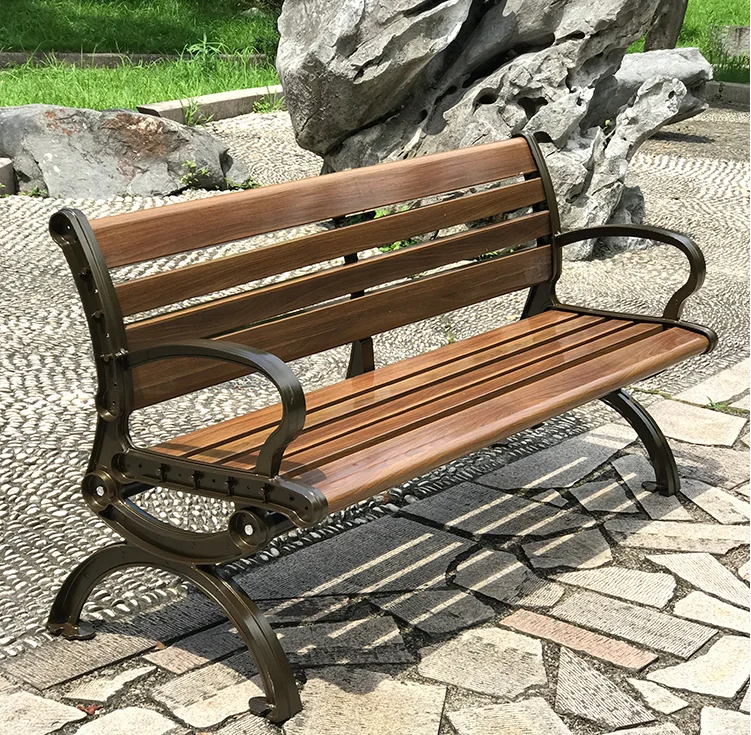 High Quality Modern Outdoor Public Park Metal Steel Solid Garden Patio Wooden Bench