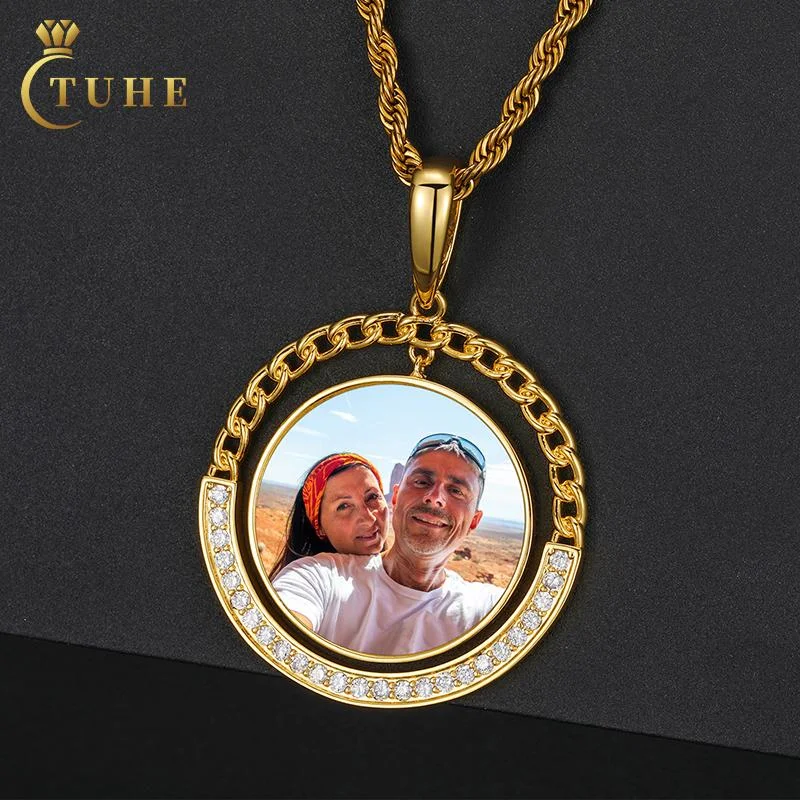 Hip Hop Jewelry Designer Charm Tennis Chain Photo Pendant Gold Plated Picture Necklace For Men Women