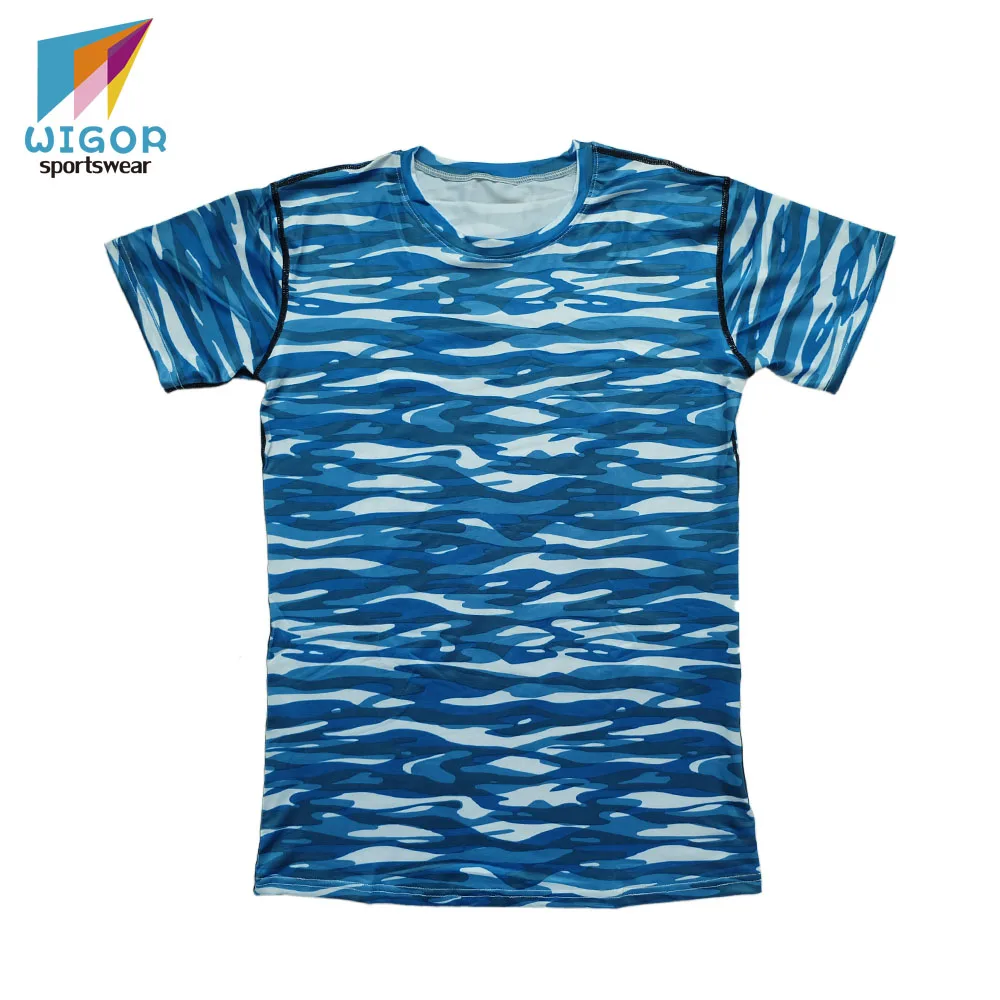 Free design available custom design camo compression shirts slim fitness short sleeve shirts