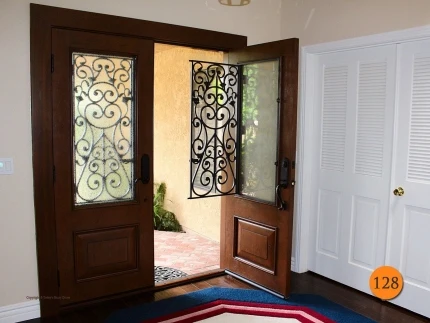 Custom Locks Glass Decoration Entry Doors Front Door Iron Wrought Fiberglass Exterior Door Hotel W37 Steel Graphic Design Modern