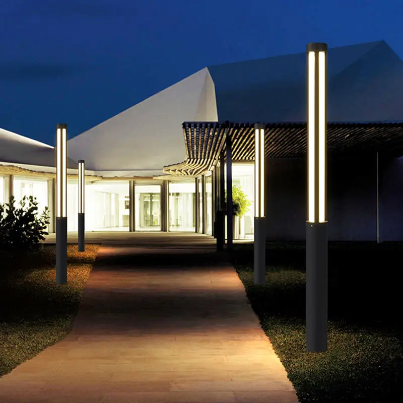 Aluminum Frame PC Cover 3000mm Height 30W Circular Garden Pole Lighting Outdoor LED Post Light