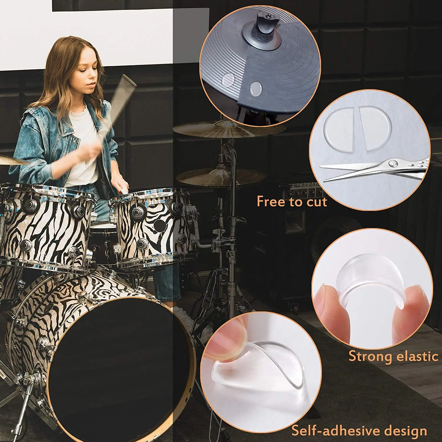 26pcs Hot Sale Drum Mute Pad Gel Pads Drum Muffler Mute Drum Damper For Percussion Instrument Accessories