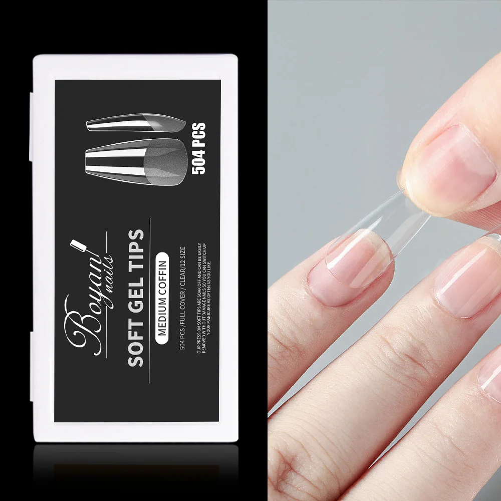 SCI professional stickers label nails soft jelly gel x nail tips for uv lamp black box