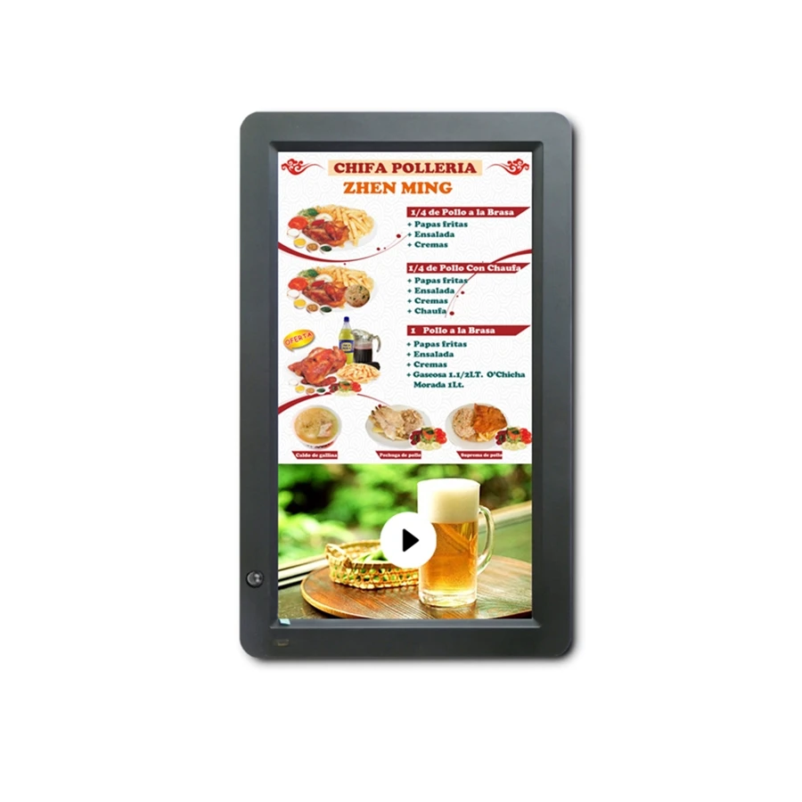 wall mounted lcd vertical display WiFi network digital signage player 14 inch with motion sensor for Restaurant advert
