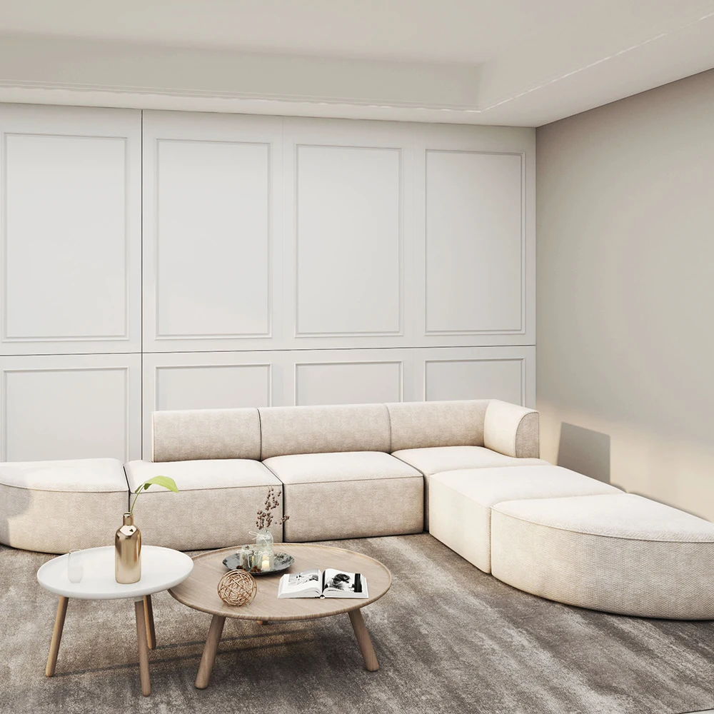 Customized Italian Minimalist Style Light Luxury Sofa Microsuede Fabric modular sofa sets  L Shape Sectional Living Room Sofa