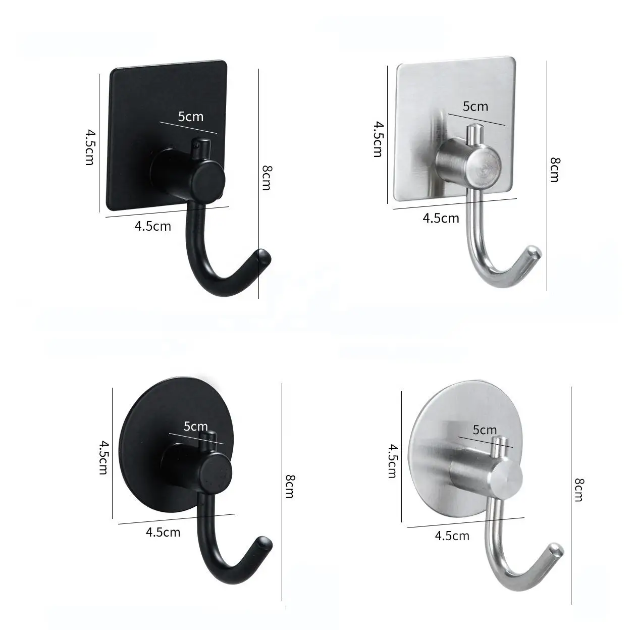 Stainless Steel High Load-bearing Non-perforated Sticky Kitchen Clothing Robe Hook