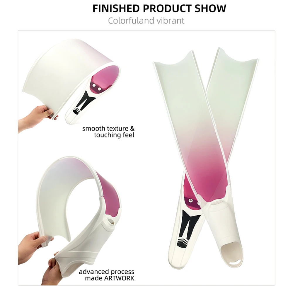 Custom Personalized Pattern Transparent Glass Fiber Flins Scuba Freediving Fins for Underwater Snorkeling Spearfishing Diving