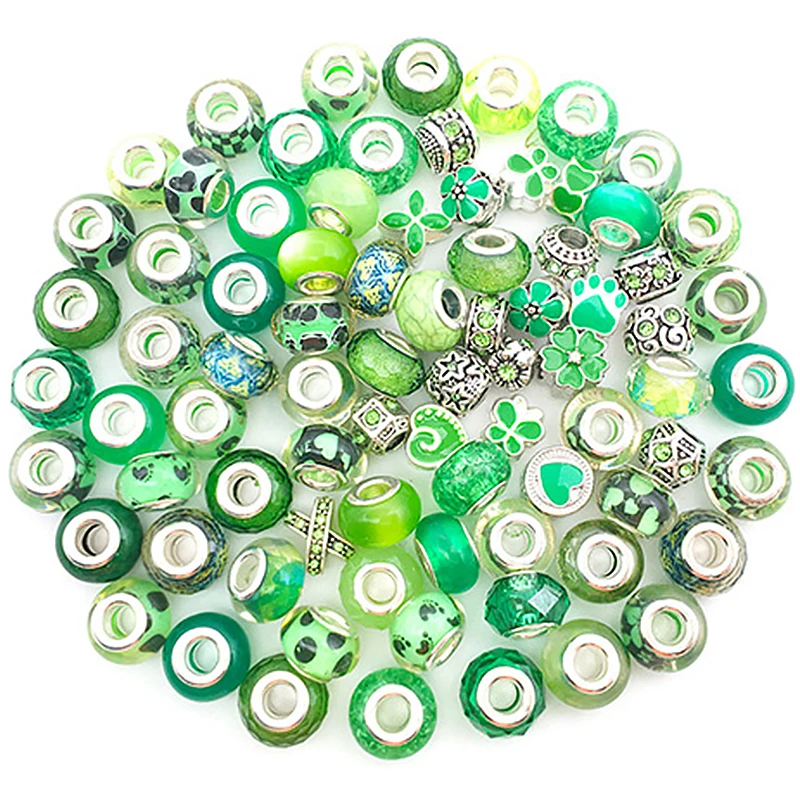 SOJI Wholesale 80pcs/bag mixed glitter spacer beads bulk gemstone beads bracelet charms for bracelet jewelry making