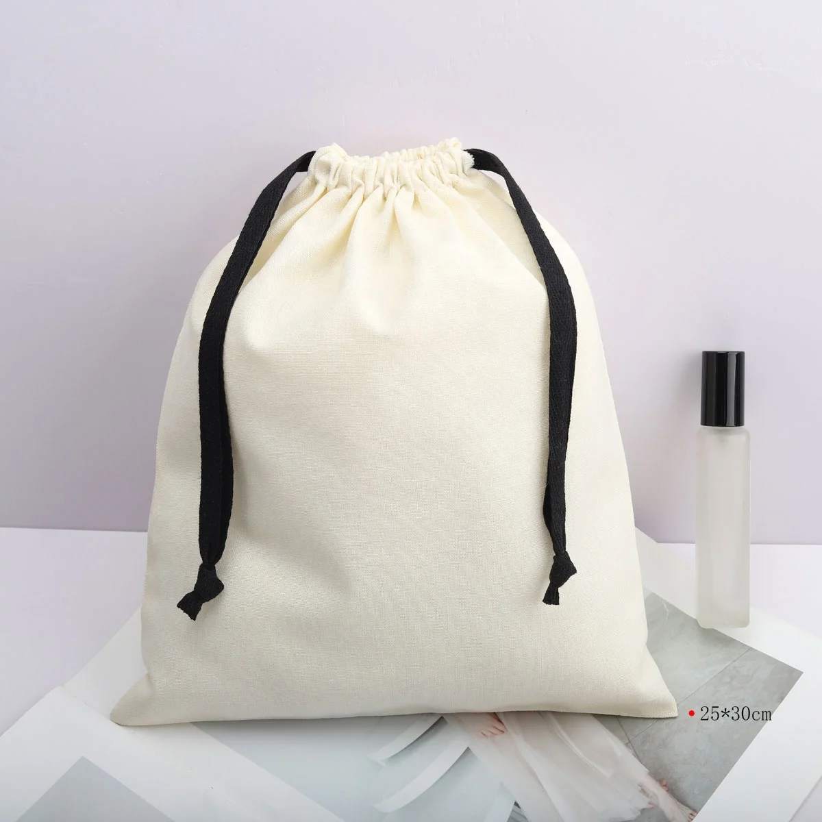 Wholesale Natural Cotton Linen Drawstring Dust Bag For Shopping Soild Baby Clothes Shoe Packing Muslin Pouch
