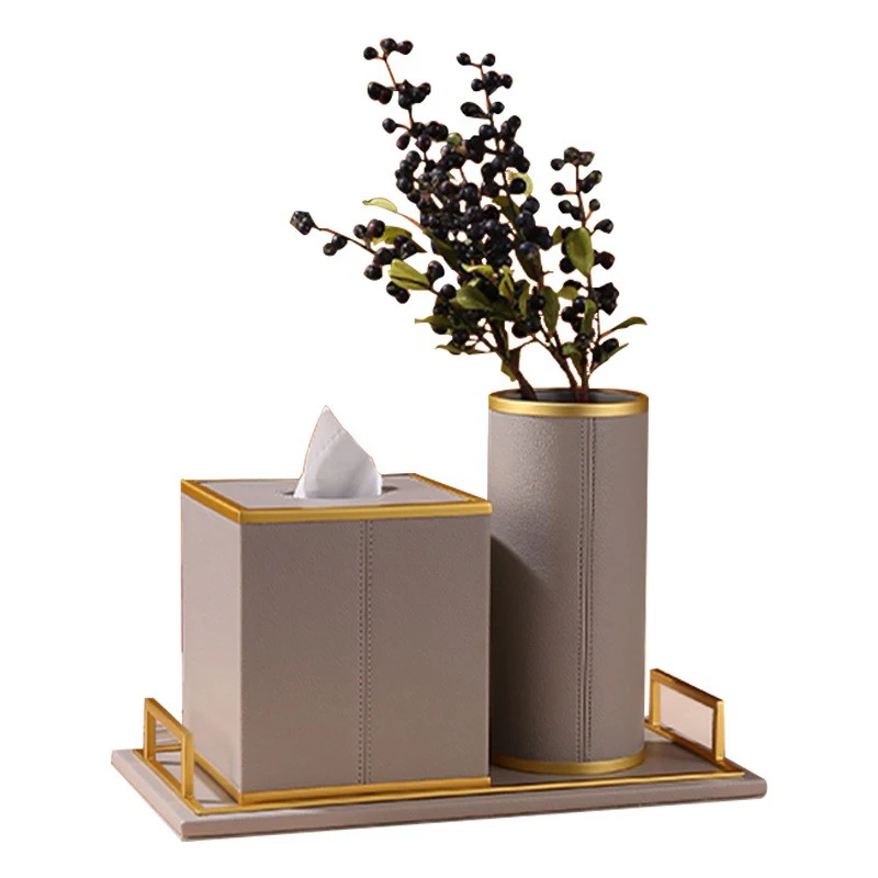 New Product Luxury Office Set Leather Office Desk Set Accessories Custom Logo for Desktop Storage