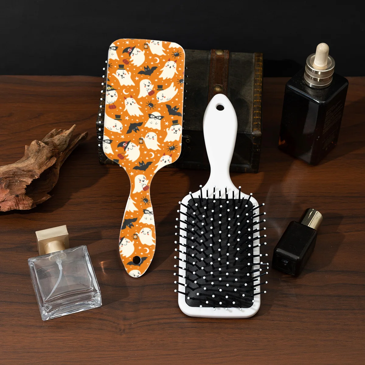 ZON ZHU Factory  New Halloween Cartoon Bat Skull Spider Pattern LOW MOQ Custom ABS Massage Cushion Hair Comb