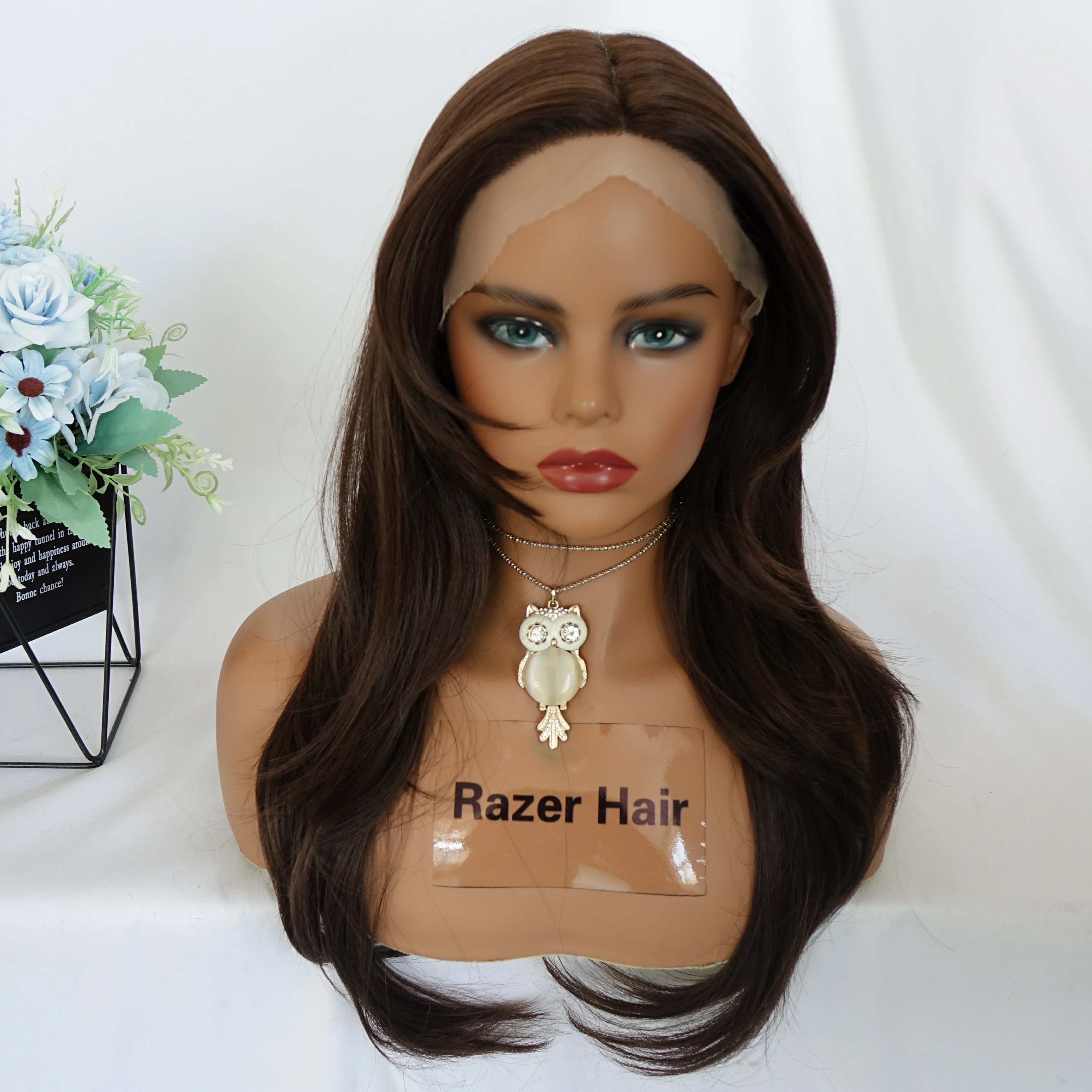 Long Natural Wave Heat Resistant cheap Synthetic lace front hair Wigs for Women